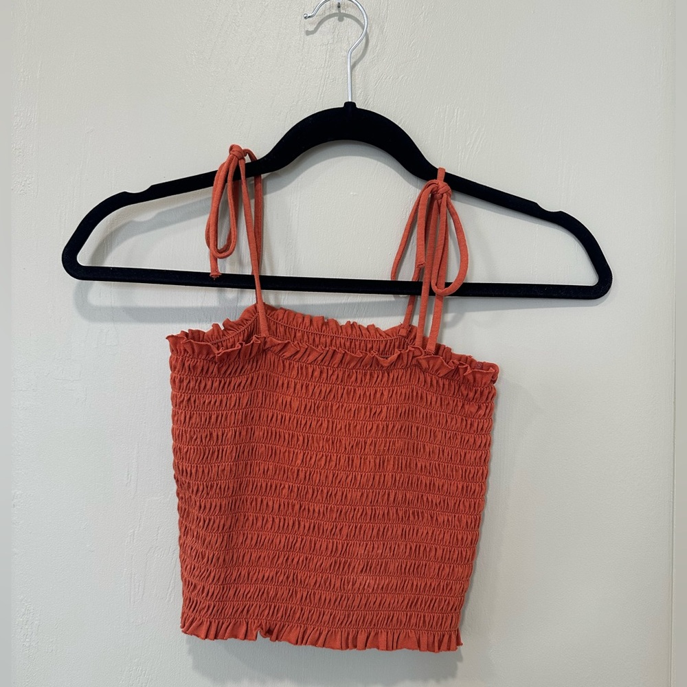 Wild Fable Burnt Orange Ribbed Crop Top